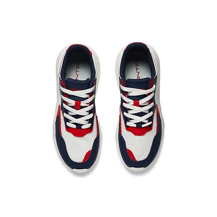 Anta Mesh Cushioning Slip Resistant Abrasion Resistant Breathable Low top Running Shoes Men's White Blue Red Casual 112028841-3