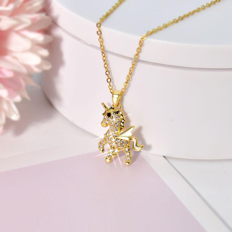 Street Auction Of The Same Diamond-Encrusted Unicorn Necklace Trendy Simple Women'S Collarbone Chain