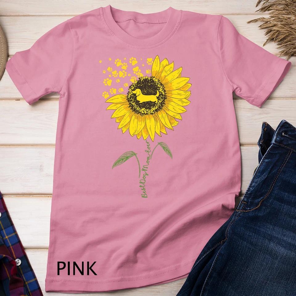 Best Dachshund Dog Mom Ever Pet Puppy Pup Lover Sunflower Unisex T-shirt 5 M