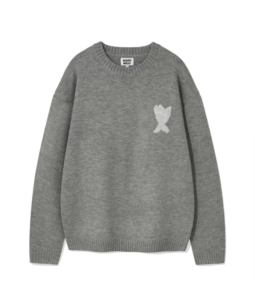 WACKY WILLY One-Point Pullover Knit Gray