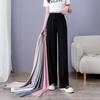 Pantaloni Larghi Estivi da Donna a Vita Alta in Seta Ghiacciata - Modellanti, Drappeggiati, Casual da Studentessa, Vestibilità Larga, Gamba Dritta Stretta.