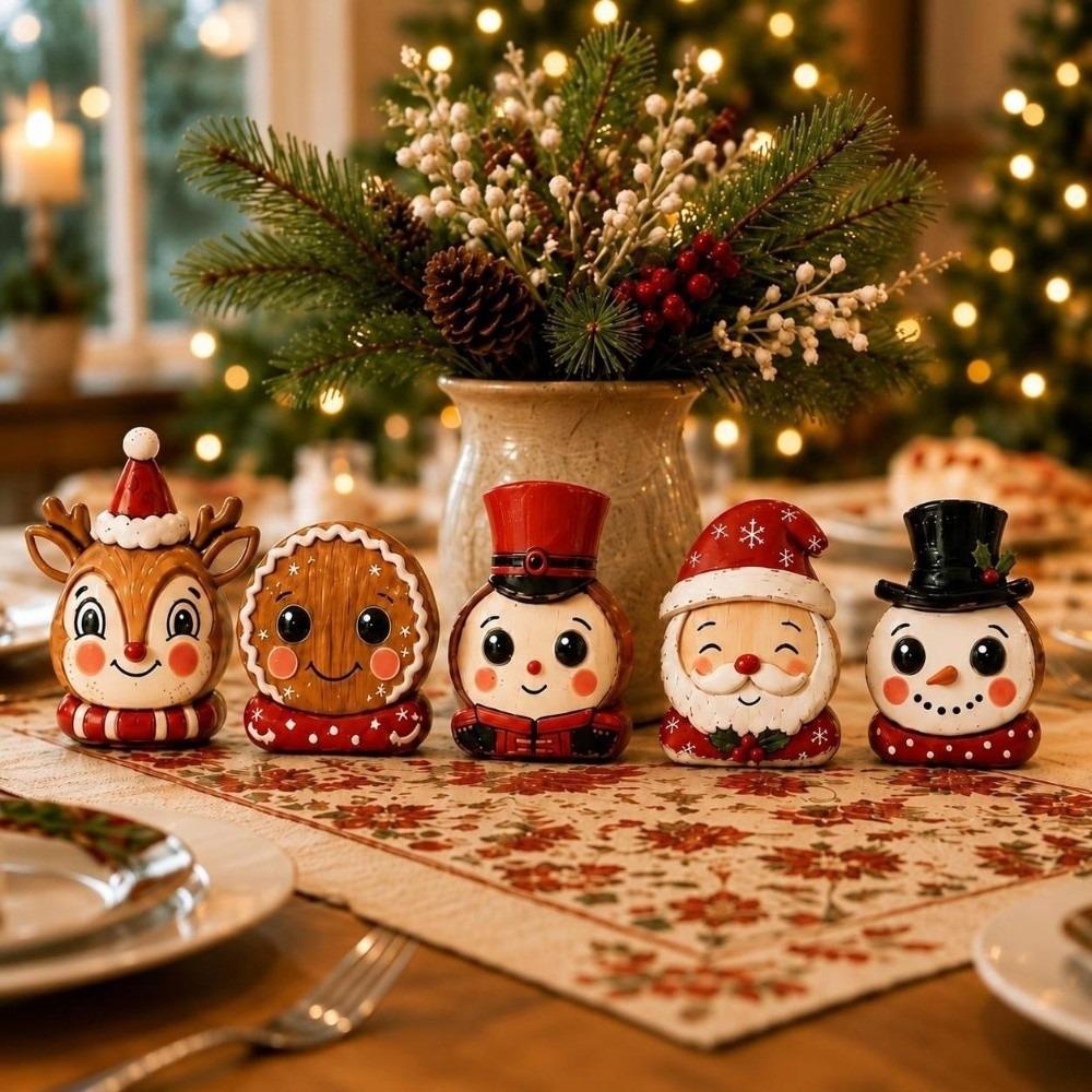 Snowman Christmas Tabletop Figure Wooden Freestanding Mantel Figure Mantel Decor
