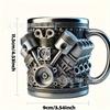 Resin V8 engine cup ornament simple personality mechanical engine mug punk stainless steel cup
