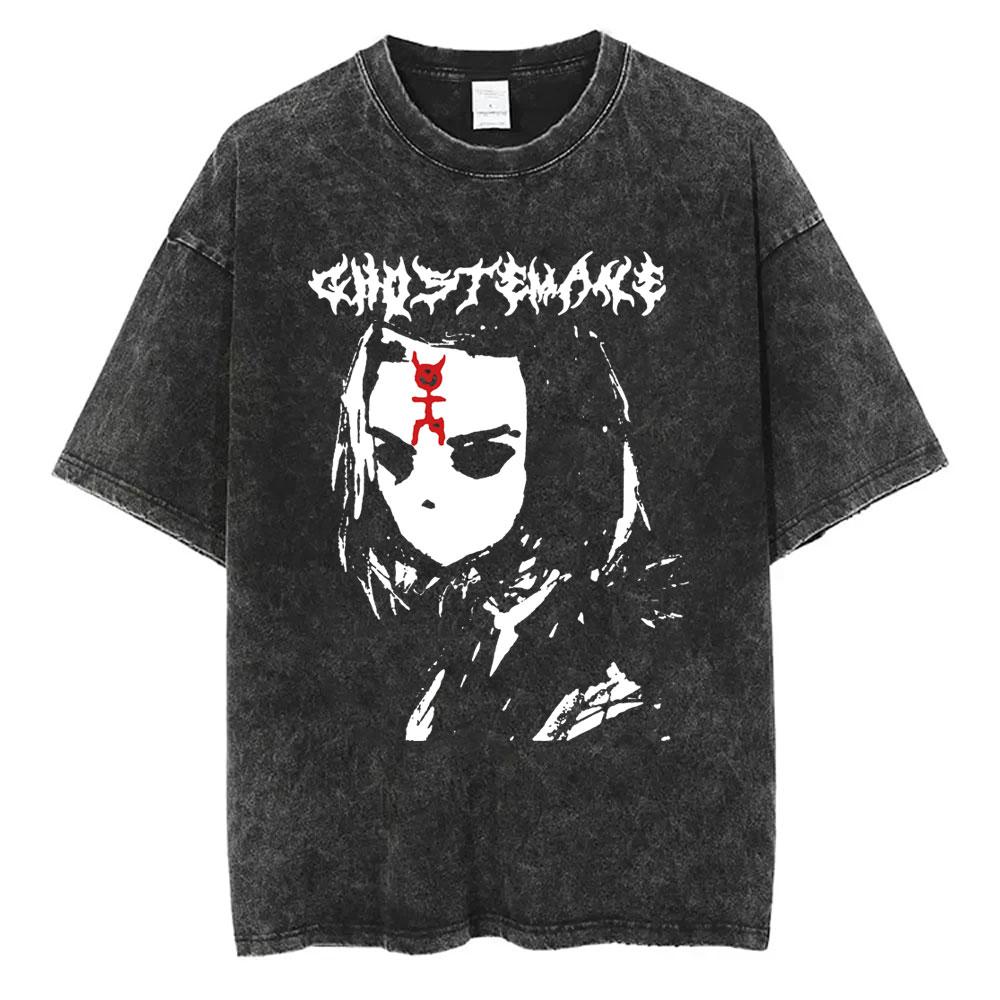 Washed Vintage Rapper Ghostemane Graphic Print Tshirt Men Women Hip Hop Rap Rock Trap Metal Gothic Oversized Tshirt Streetwear