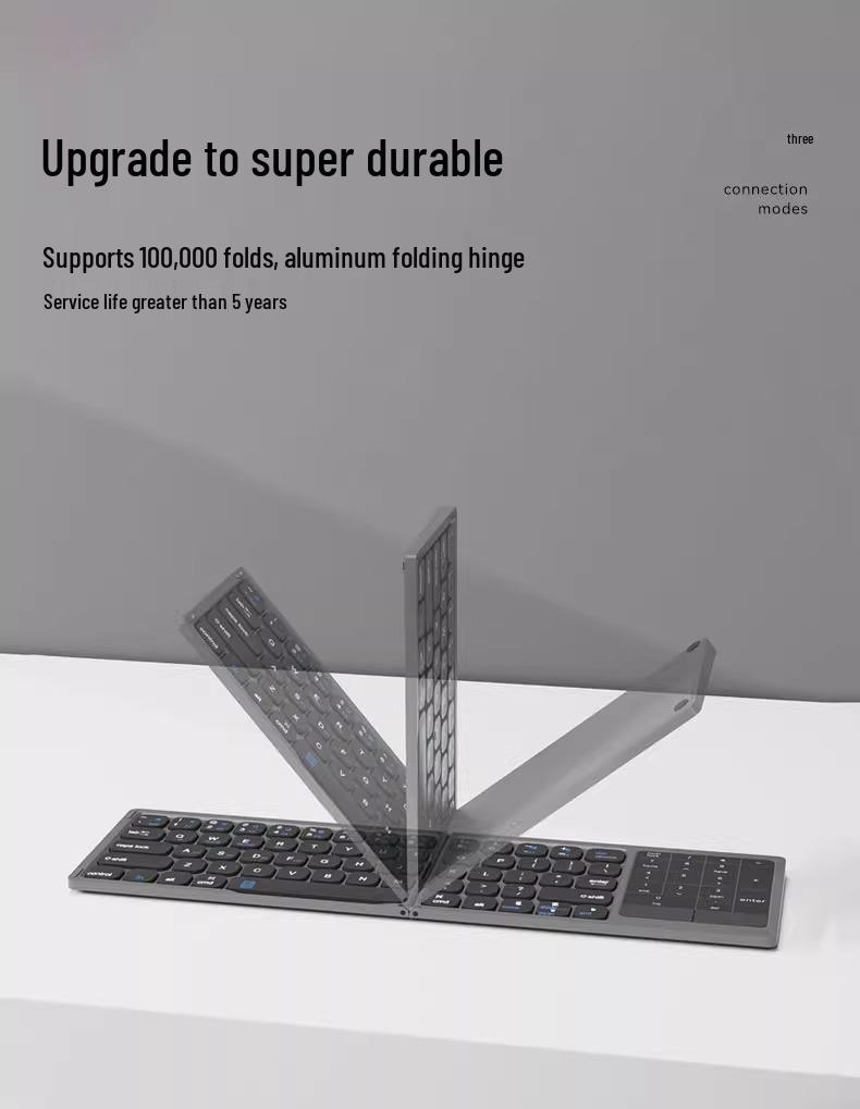 Folding Bluetooth Touchscreen Tablet & Phone Keyboard with Dual-Mode Compatibility