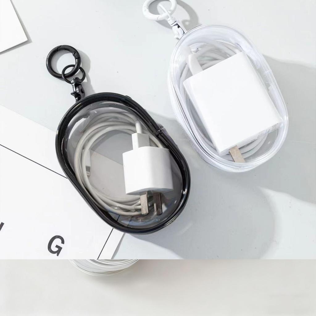 Transparent Cable Organizer Box Conveniently Stores Cables, Chargers, And Accessories While Traveling Offers A Visually Appealing Solution