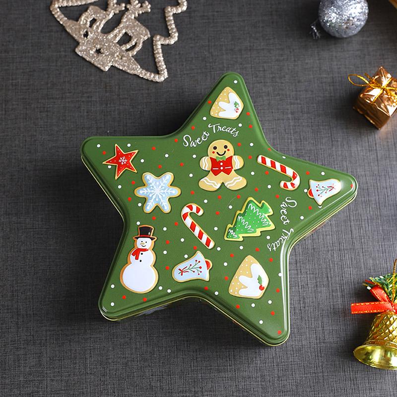 1Pc Tinplate  Multipurpose Five-pointed Star Candy Christmas Pattern Christmas