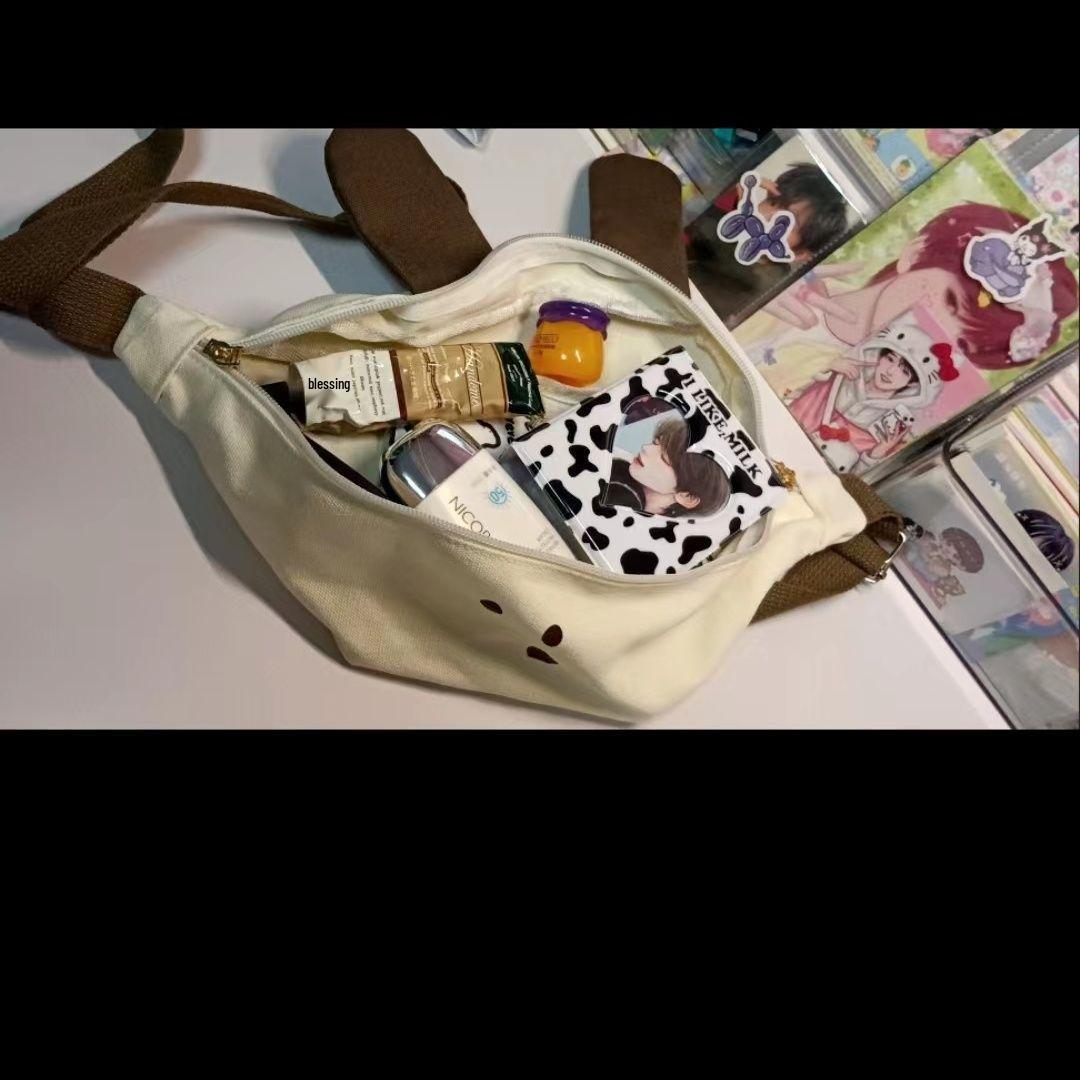 

Japanese Korean College Style Versatile Crossbody Waist Bag for Women - Retro Casual Student Chest and Handbag