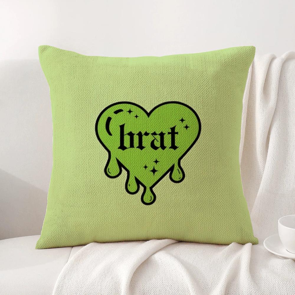 C-Charlis Xcx B-Brat Cushion Cover Summer Coolness Linen Fabric Double-Sided Printing Pillow Case Sofa Home Decor Gift