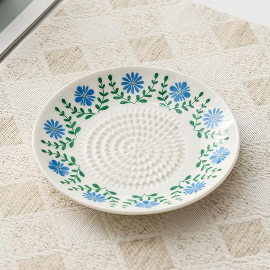 Ceramic Garlic Grinder, Multi-Functional Grating Plate, Manual Garlic Ginger Zester Bowl, All-in-One Prep Mixing Serving Dish, Kitchen Tool