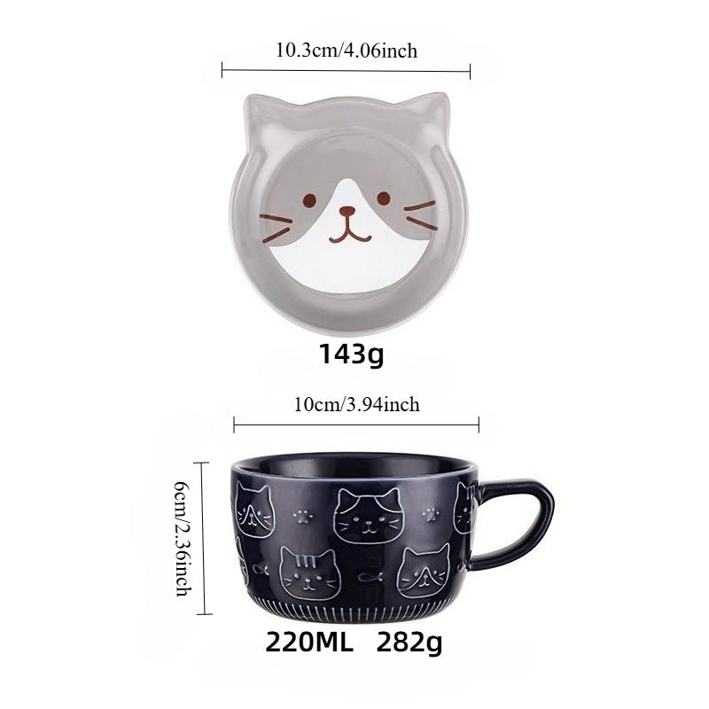 Cute Cartoon Cat Ceramic Mug Lid Creative Household Tableware Breakfast Milk Cup Breakfast Mug Water Cup Ceramic Mug coffee cup 220ml