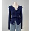 Autumn New Fashionable Knitted Bottoming Shirt Women's Long-sleeved Design Sweater