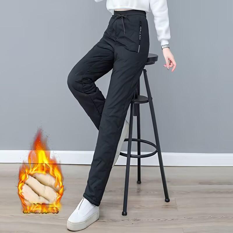 Pantalon d'hiver rembourré épais pour femme, grande taille, coupe-vent, froid, chaud, ample, décontracté