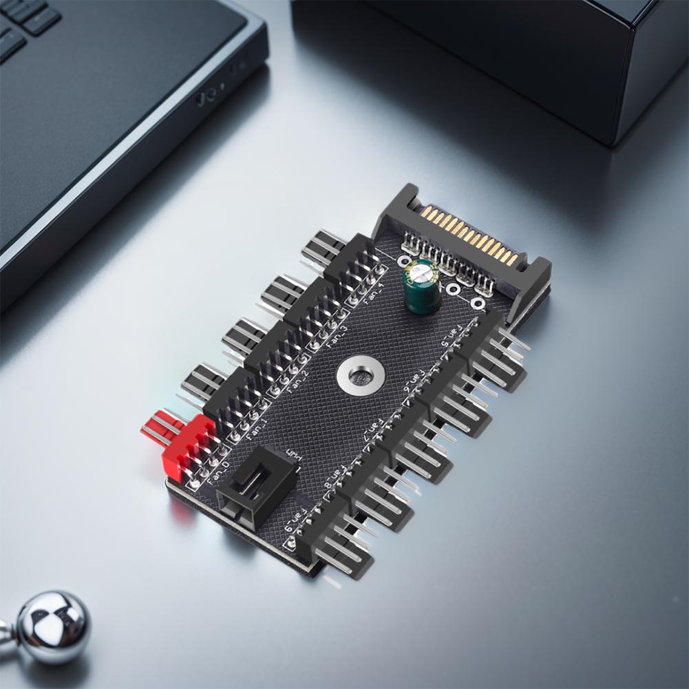 4-Pin PWM Fan Power Supply Cable 1 To 10 Way Splitter Hub SATA Powered 4 Pin PWM Fan Hub Cooler Cooling Adapter for PC Computer