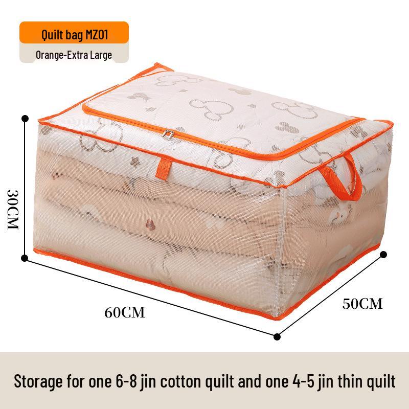 Large Capacity Transparent Quilt Storage Bag - Dustproof & Moistureproof Organizer for Bedroom & Dormitory.