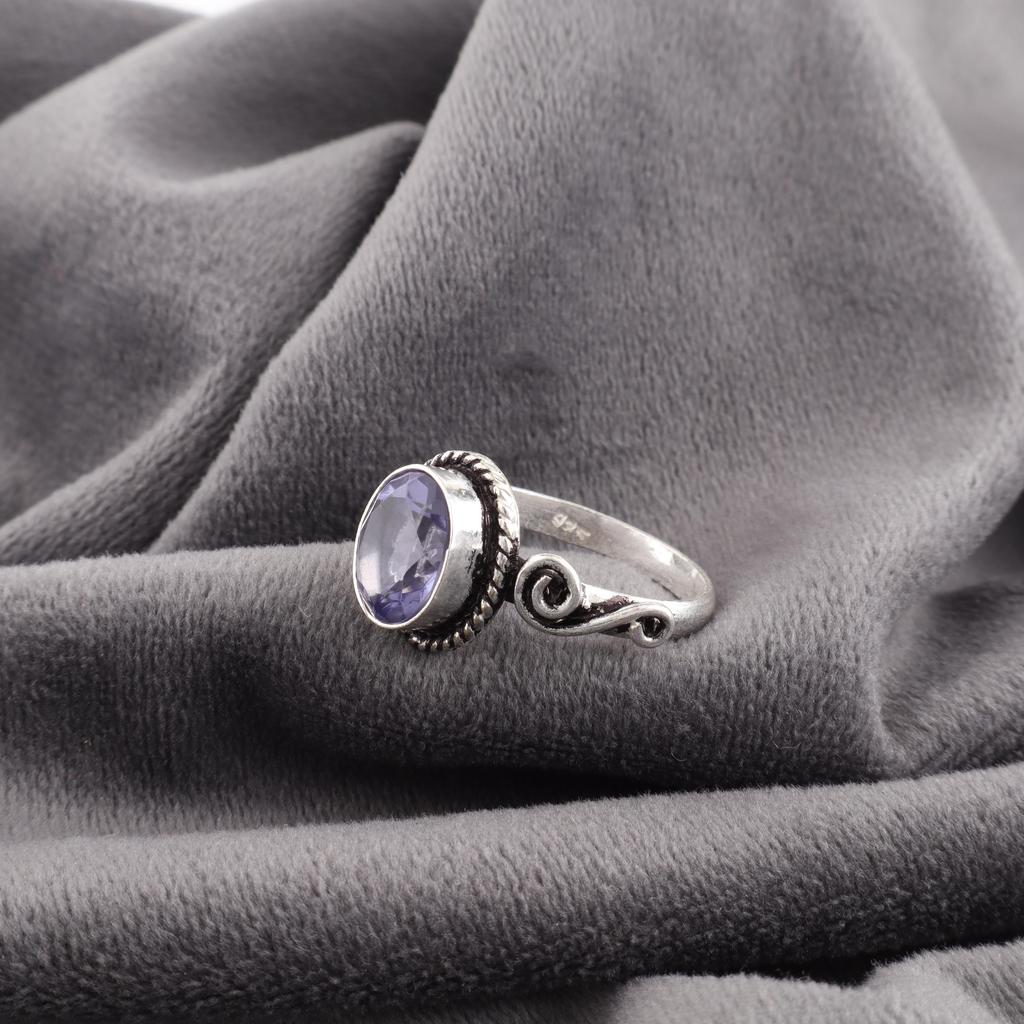 Iolite Jewelry, Handmade Gemstone Ring, 925 Solid Sterling Silver Ring Spiritual Jewelry, For Anniversary Gift