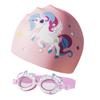 Children's Cartoon Unicorn Pink Swimming Goggles Underwater Waterproof and Anti-Fog Silicone Swimming Cap Swim Cap Goggles Set