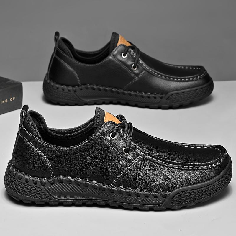 Fashion Leather Shoes Man Casual Loafers Luxury Design Slip on Male Dress Shoes Leisure Style Big Size Outdoor Wear-resistant Sole