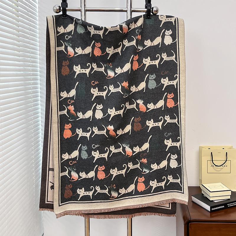 Kitten Air Conditioner Shawl Animal Texture Sweet Cute Little Fresh Lady Imitation Cashmere Warm Scarf