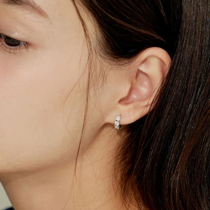 murmur [925silver]Petit cubic hoop earrings