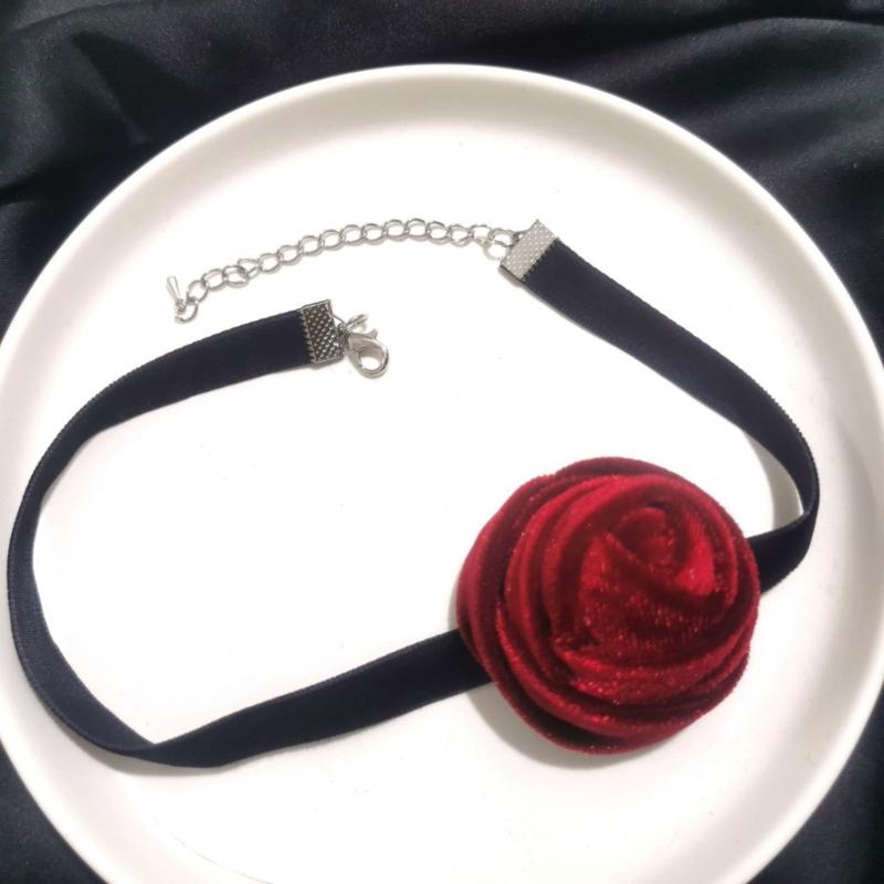 Collana a Fiore di Rosa Grande Temperamento Collare Largo Choker per Donna Lady Catena da Collo alla Moda Gioielli per Matrimonio Capodanno Festa