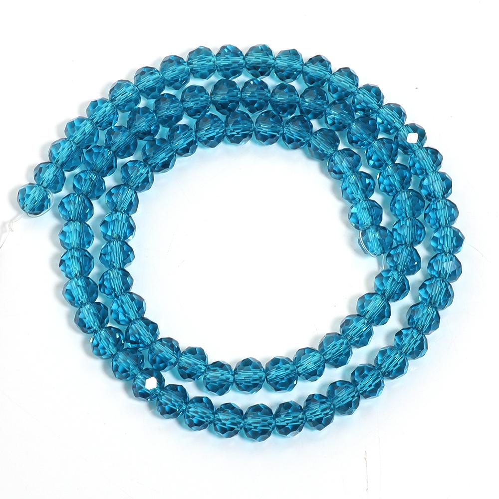 3/4/6/8/10mm Peacock Blue Faceted Crystal Beads Glass Loose Spacer Beads For Jewelry Making DIY Bracelet Necklace Accessories