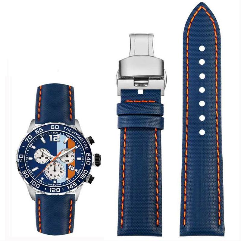 20mm 21mm 22mm 23mm Nylon Leather Bottom Watchband for Mido Helmsman M021 M005 M038 Tudor Seiko Waterproof Watch Strap