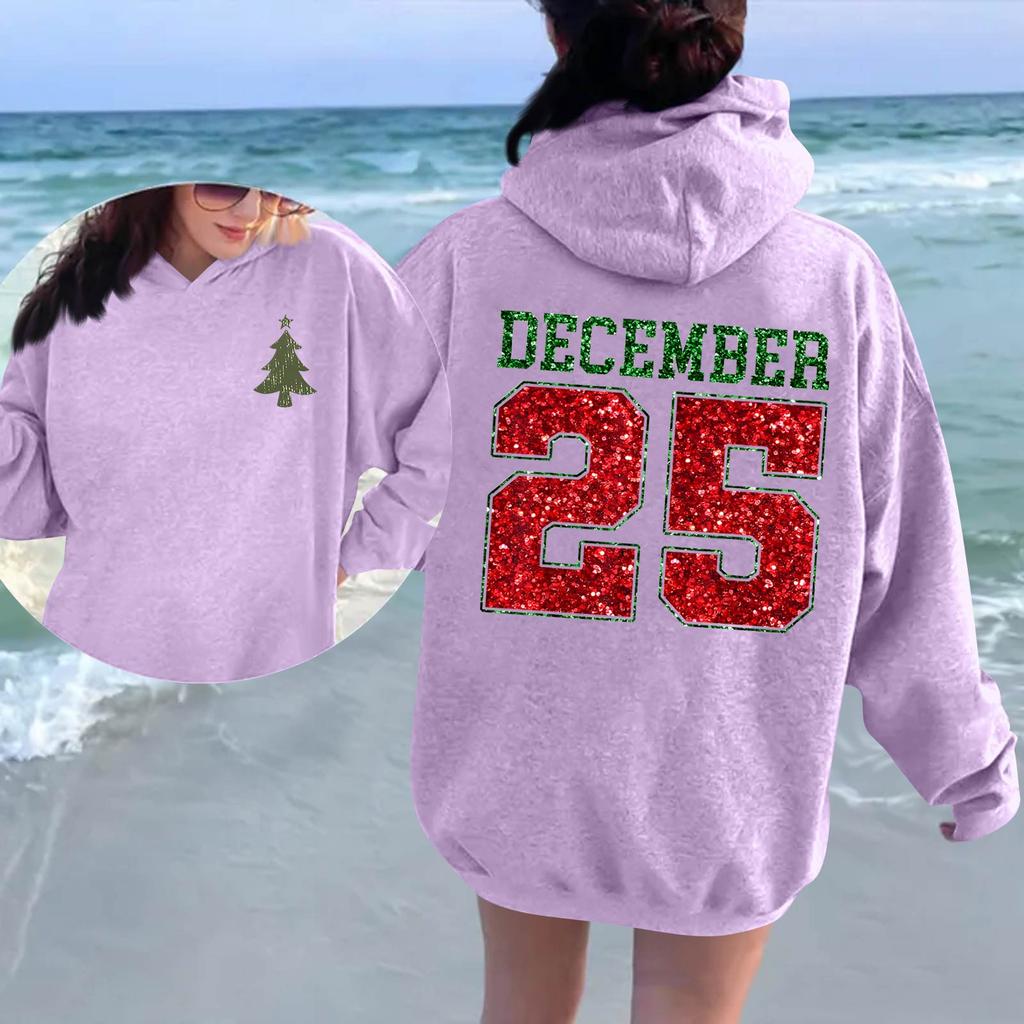 Damenmode Lässig Langarm Bedruckt Rundhals Kapuzenpullover Pullover Top