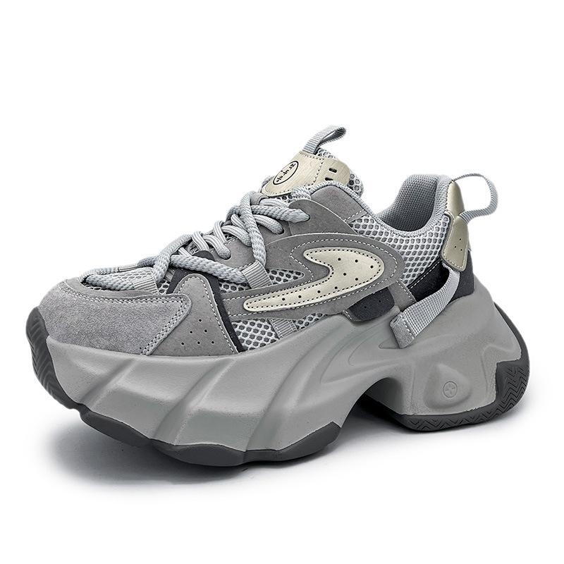 Обувь для папы из натуральной кожи на платформе, новая весенняя дышащая и простая повседневная спортивная однослойная обувь, туфли-лифты 35 серый