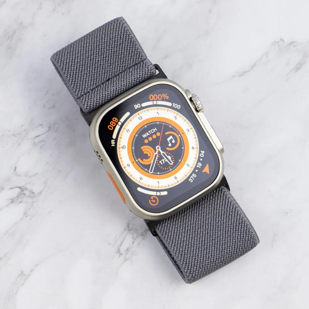 Nylon Elastic Strap For Apple watch Ultra 2 49mm Wide Braided Loop Adjustable Band iWatch 9 8 7 6 5 4 SE 45mm 41mm 44mm 40mm