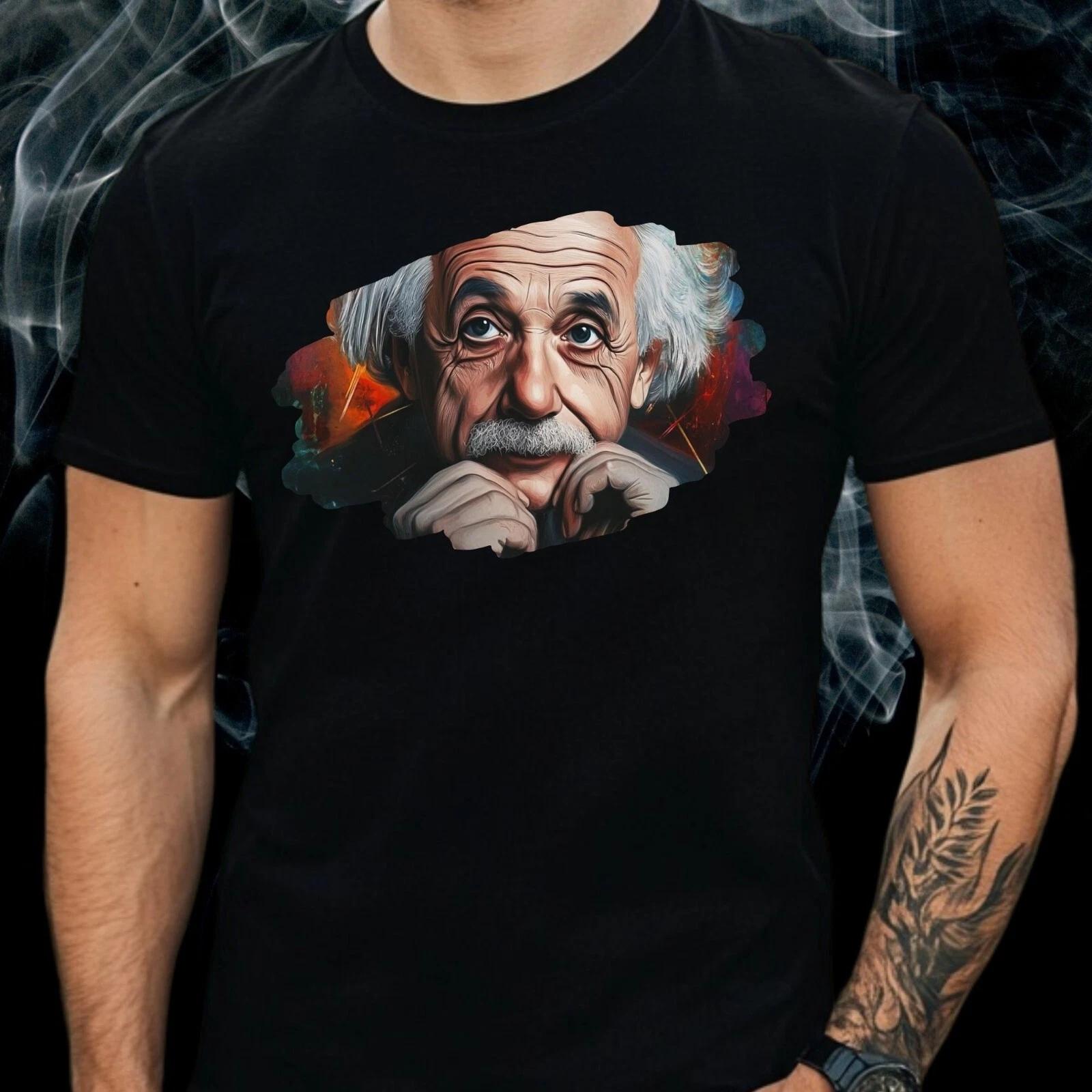 Mens Albert Einstein Motif Cotton 100% Cotton T-shirt Mens Tees Top Size XS to 5XL- L