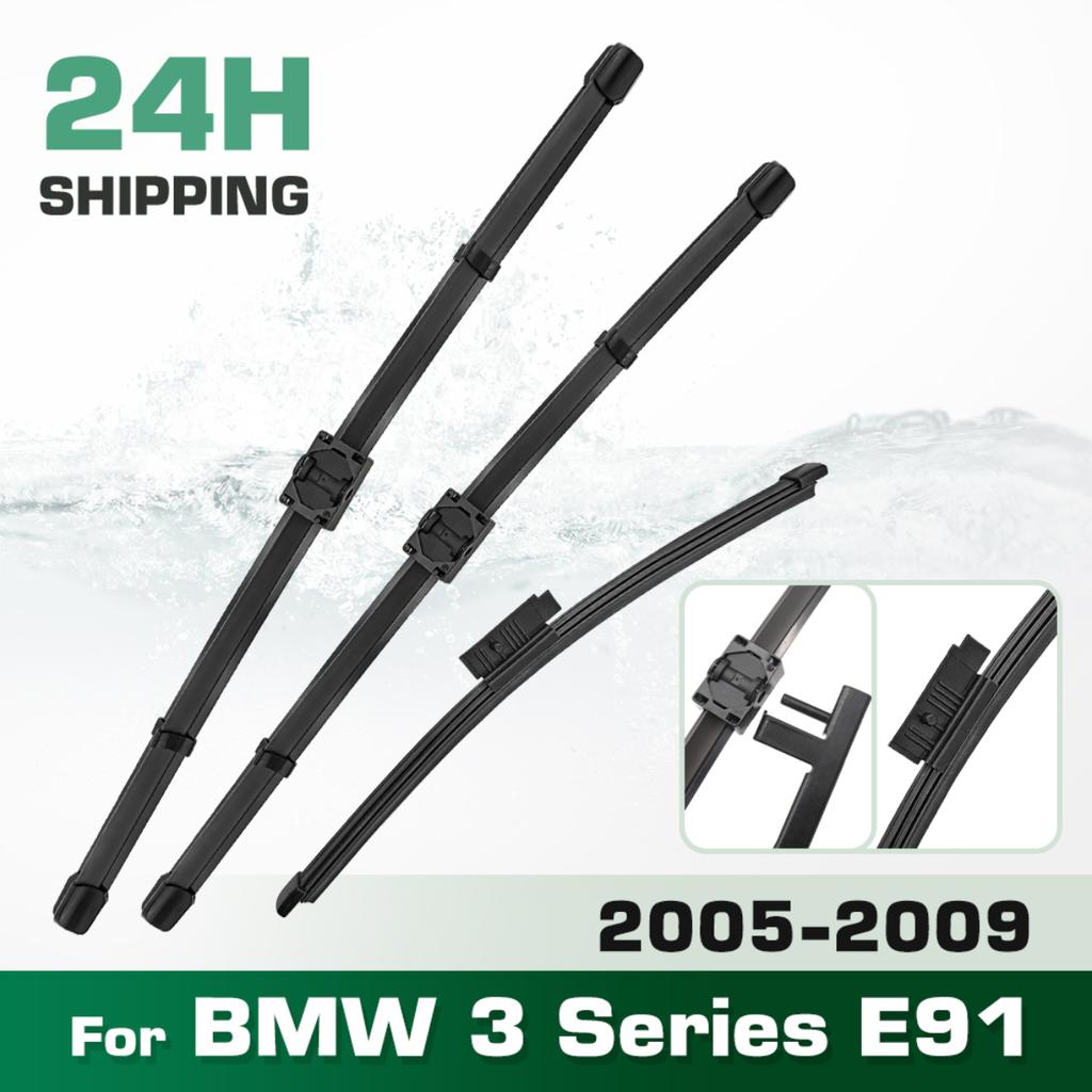 For BMW 3 Series E91 2005-2009 2006 2007 2008 Wiper Front & Rear Wiper Blades Windshield Windscreen Window Brushes 24"+19"+14