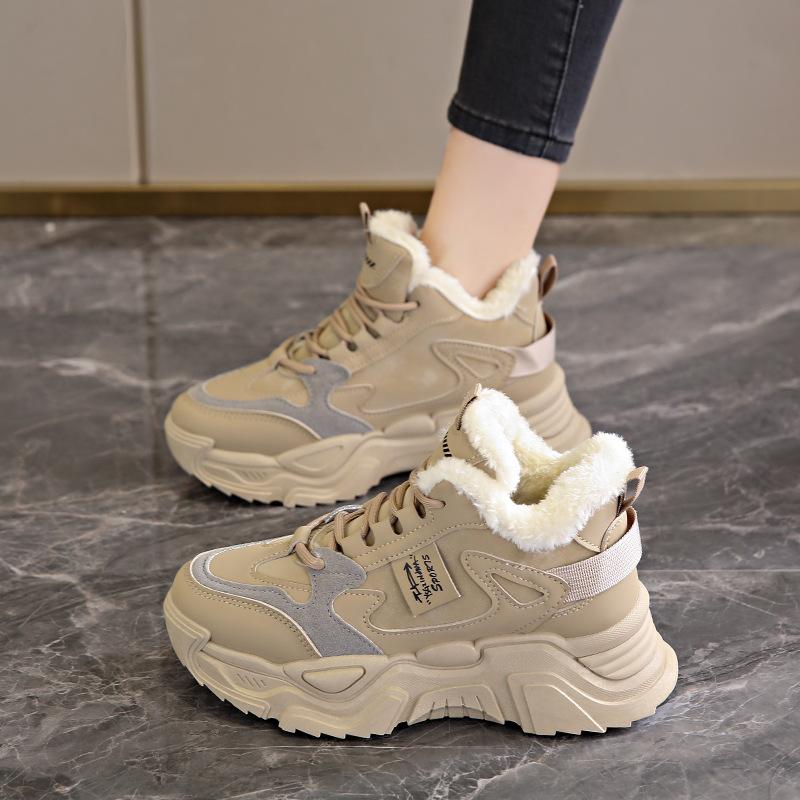 New high-top velvet dad shoes winter thickened snow boots warm sports big cotton shoes