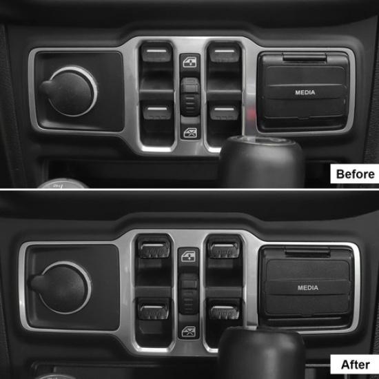 4x Window Lift Switch Control Knob Button Cover Trim For Jeep Wrangler JL JT 18+