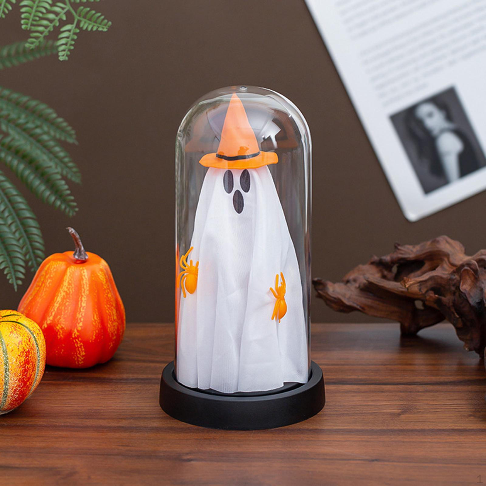 

Light up Ghost in Cloche Halloween with for Table Shelf Tabletop yellow hat