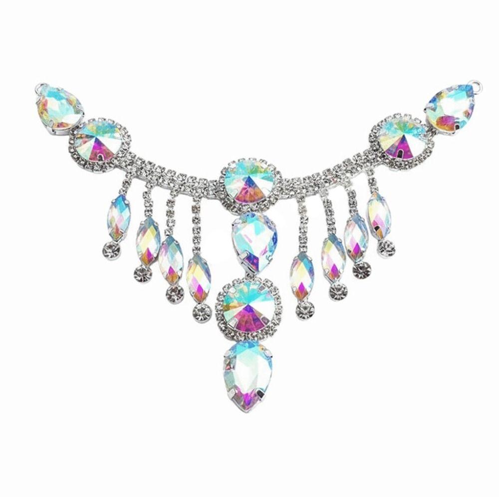 Colored Glass Crystal Patch Red AB Gold Flowers Rhinestone Chain Trim DIY Welding Handmade Glass Rhinestone Applique