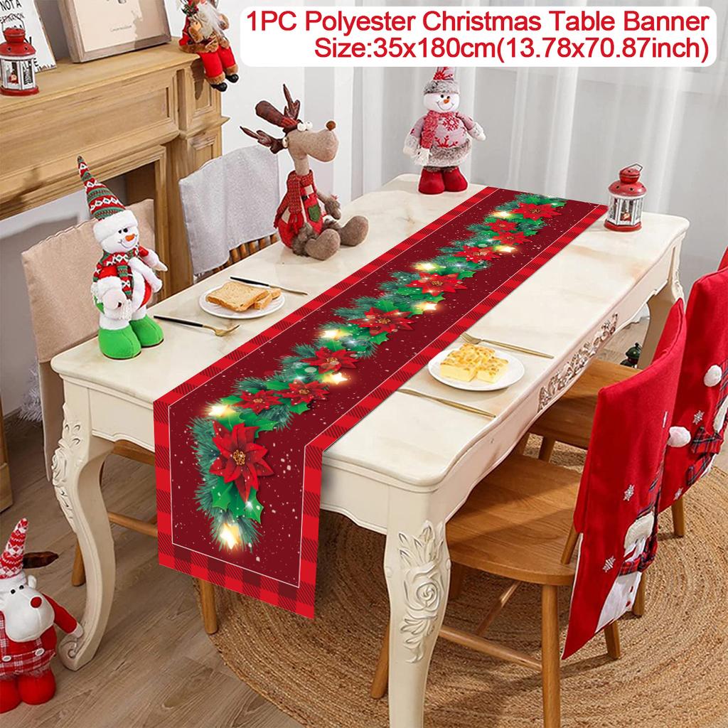 Christmas Table Runner Cloth Merry Christmas Decoration for Home 2024 Tablecloth Xmas Ornament Navidad Natal New Year Gift 2024