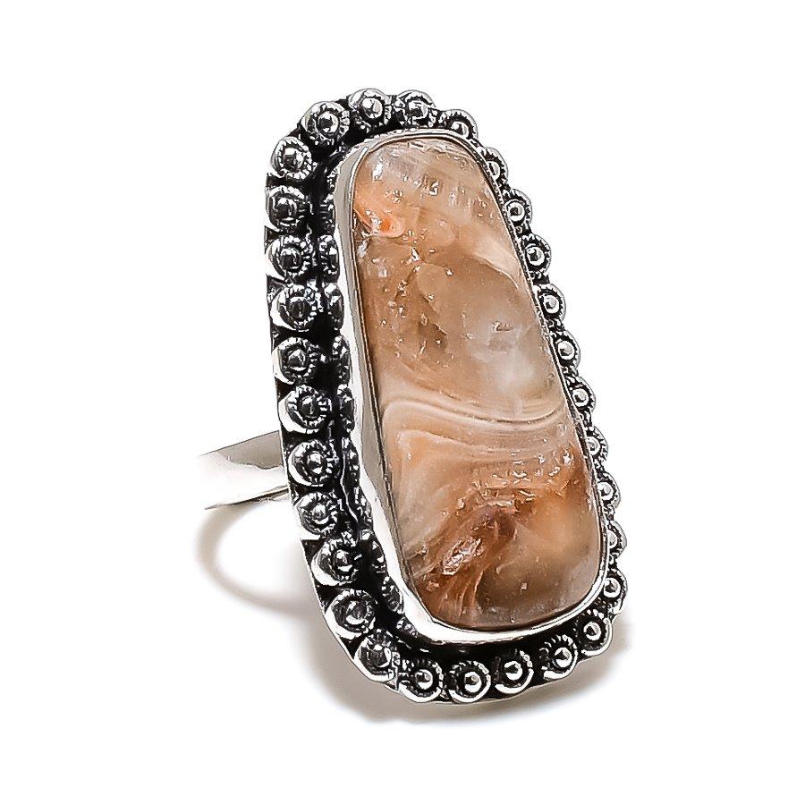 Laguna Lace Agate Gemstone 925 Sterling Silver Jewelry Ring Size 8.5 SU-10474