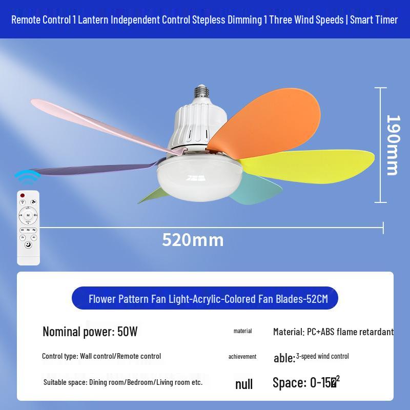 E27 LED Six-Leaf Remote Control Ceiling Fan with Silent Operation for Bedroom or Restaurant