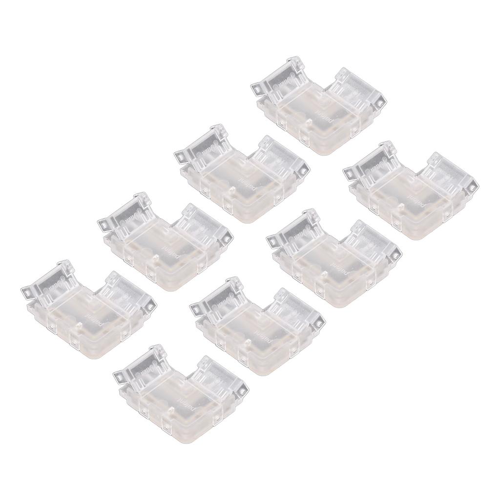 8PCS L Shaped LED Light Strip Connectors 4 Pin 10mm Transparent Gapless Solderless COB LED Adapter
