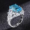 Sace Gems Classic Retro Style Copper Alloy 10*14mm Blue Zircon Ring Ladies Jewelry Wedding Promise Party Gift
