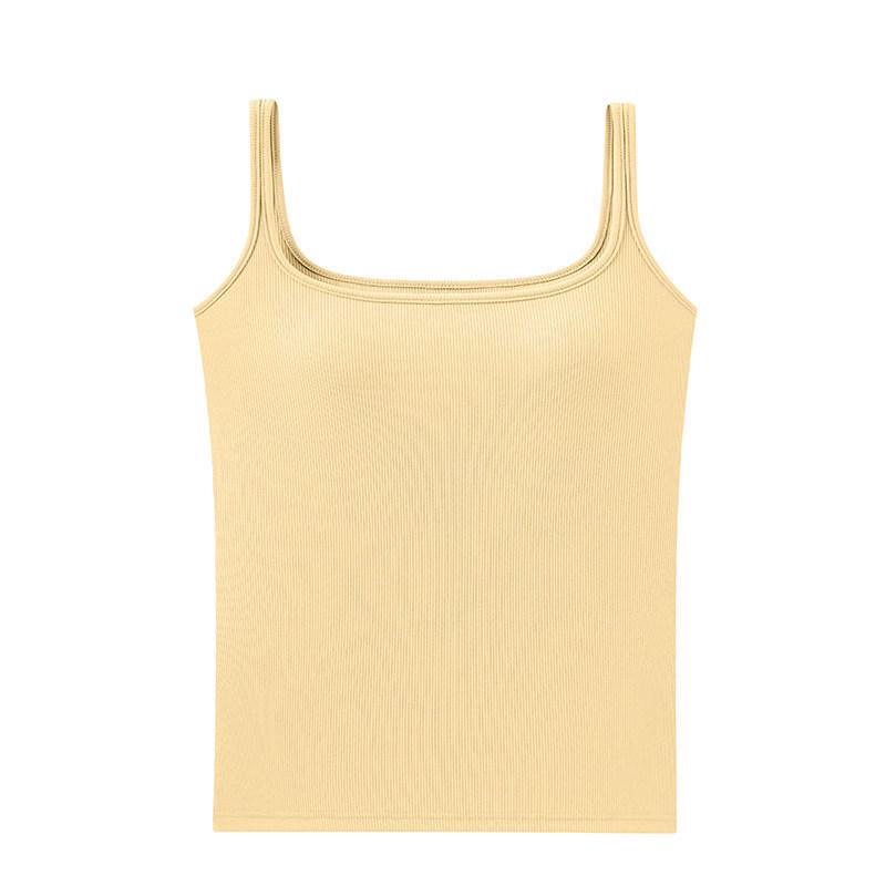 

Spring/Summer 2026 Women s U-neck Camisole Tank Top with Integrated Bra and Beautiful Back Design L жёлтый