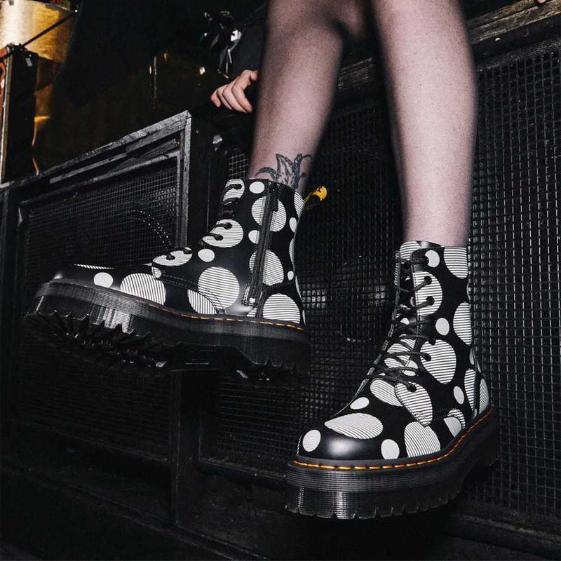 Dr. Martens Jadon Series Leather Polka Dot Short Boots Unisex Boots Black 26882009
