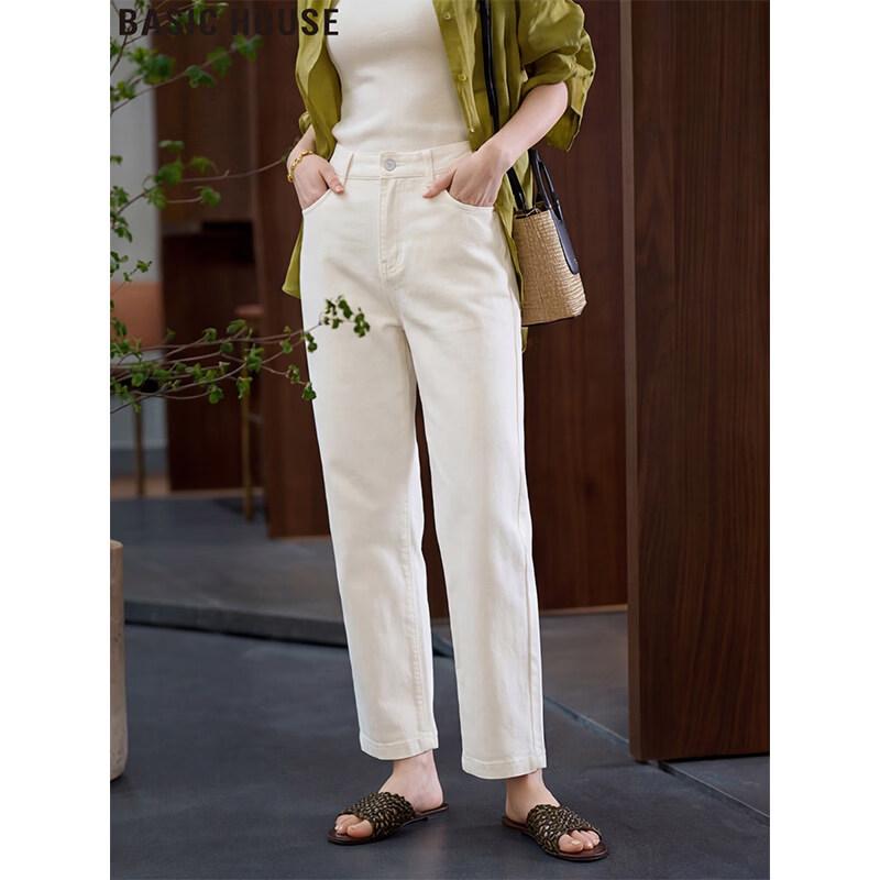 Basic House Women s High-Waist White Cigarette Jeans M