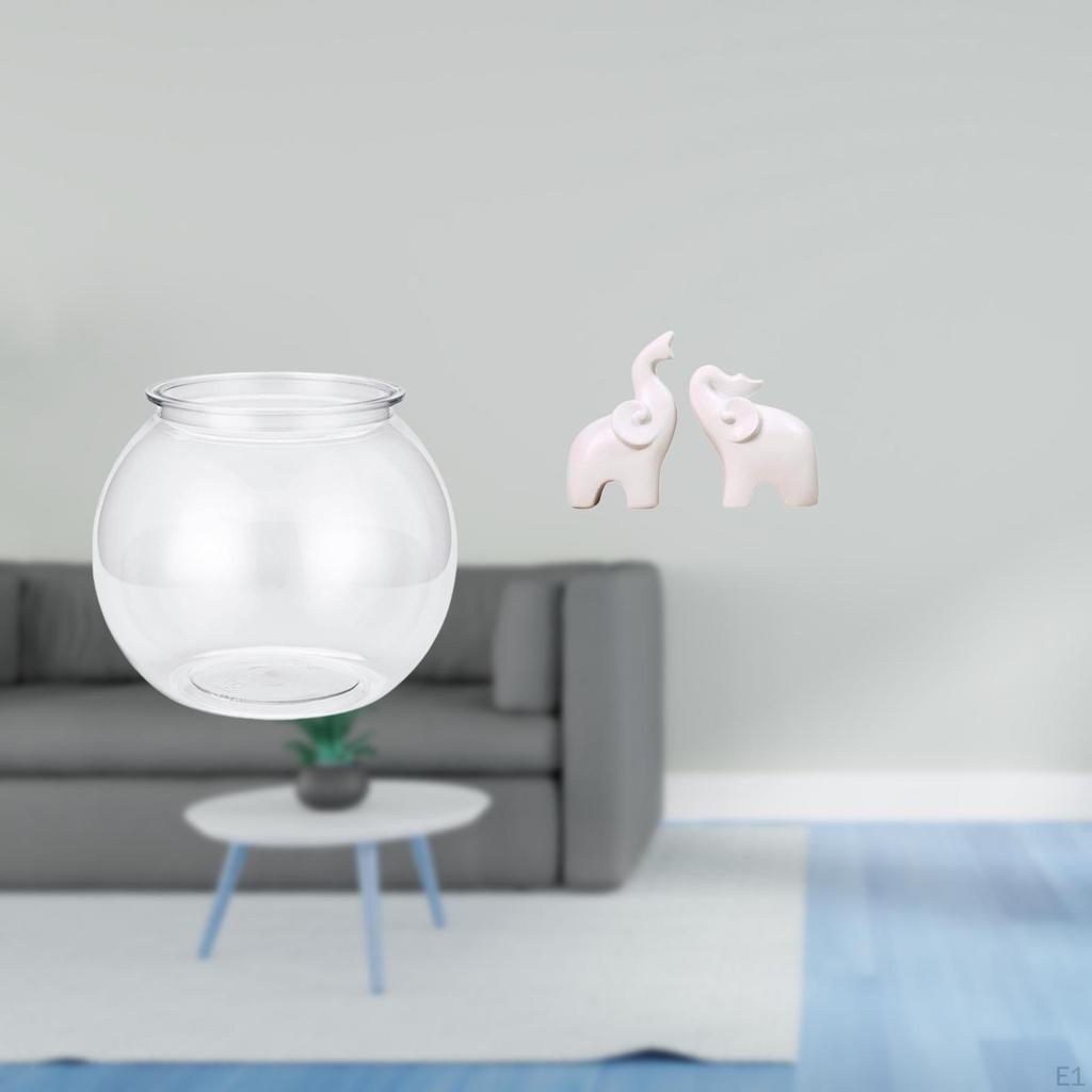 Transparent Small Fish Tank Round Ornament Aquarium Bowl Vase Tabletop Decoration Animal Statues