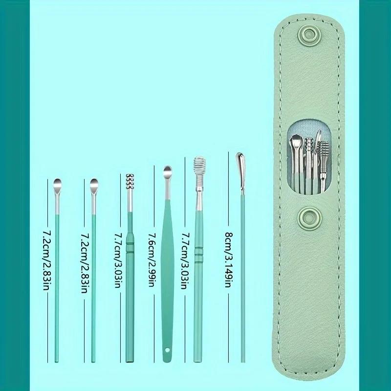 Ear Cleaning Tool Stainless Steel Ear Pick Kit &1Pc Storage Bag Earwax Remover Tool