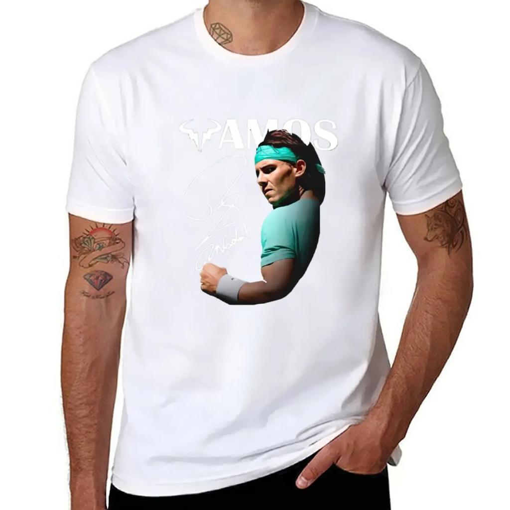 Vamos Rafa Signal Tennis Sport USA Open Champs T-Shirt Vintage Quick Drying Quick-drying T Shirts for Men Cotton