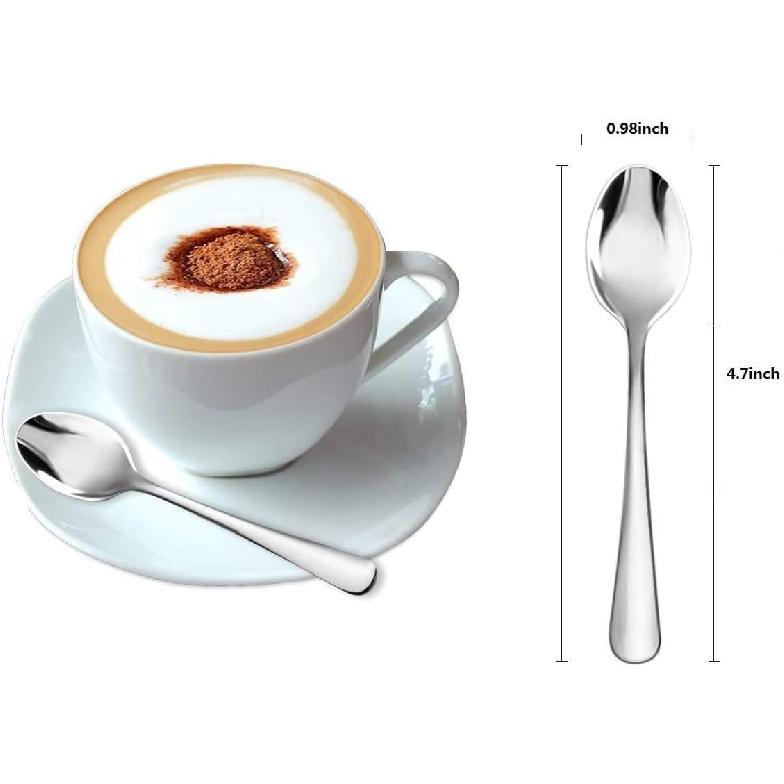 Demitasse Espresso Spoons,10pcs Mini Coffee Spoon 4.7 Inch Stainless Steel Spoons Small Spoons for Dessert, Tea (silver)