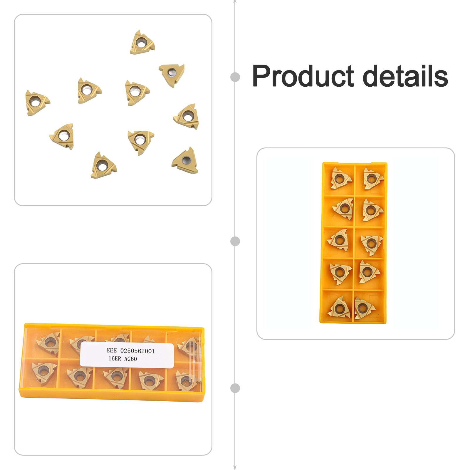 

AG60 BMA Threading Inserts Carbide 10pcs 16ER Resistant to Dirty Environments Good Performance in Cast Iron China Mainland
