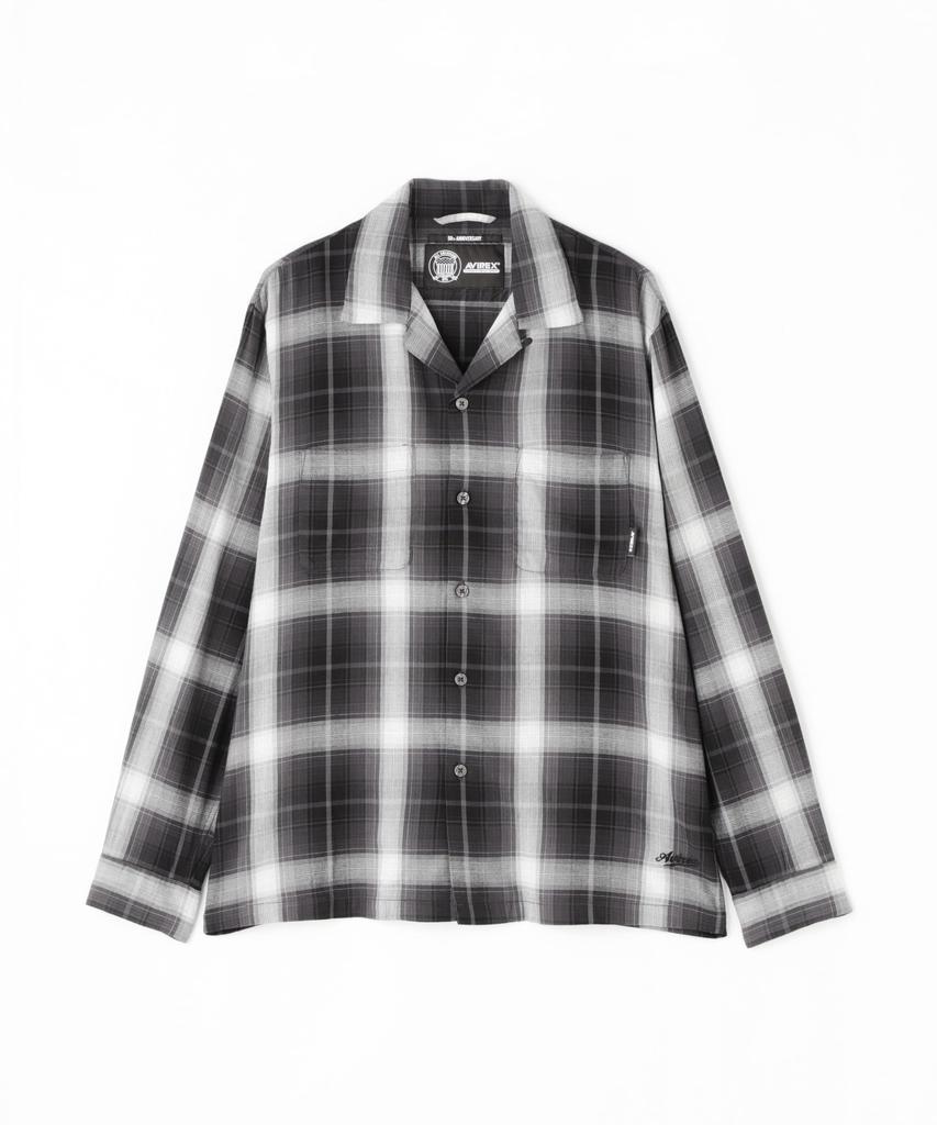 Avirex OMBRE CHECK SHIRT NYC Long Sleeve Ombre Check New York Size Shirt, City, Men's, L, 010, Black, 783-5120007